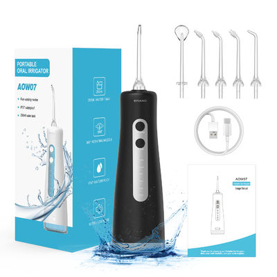 Black Water Jet Oral Irrigator AOW07 with 4 Nozzles Rechargeable Battery CE/FDA Certified